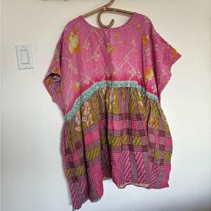 Kantha Bae Vintage Textile Handmade Dress Pink Women's Free Size